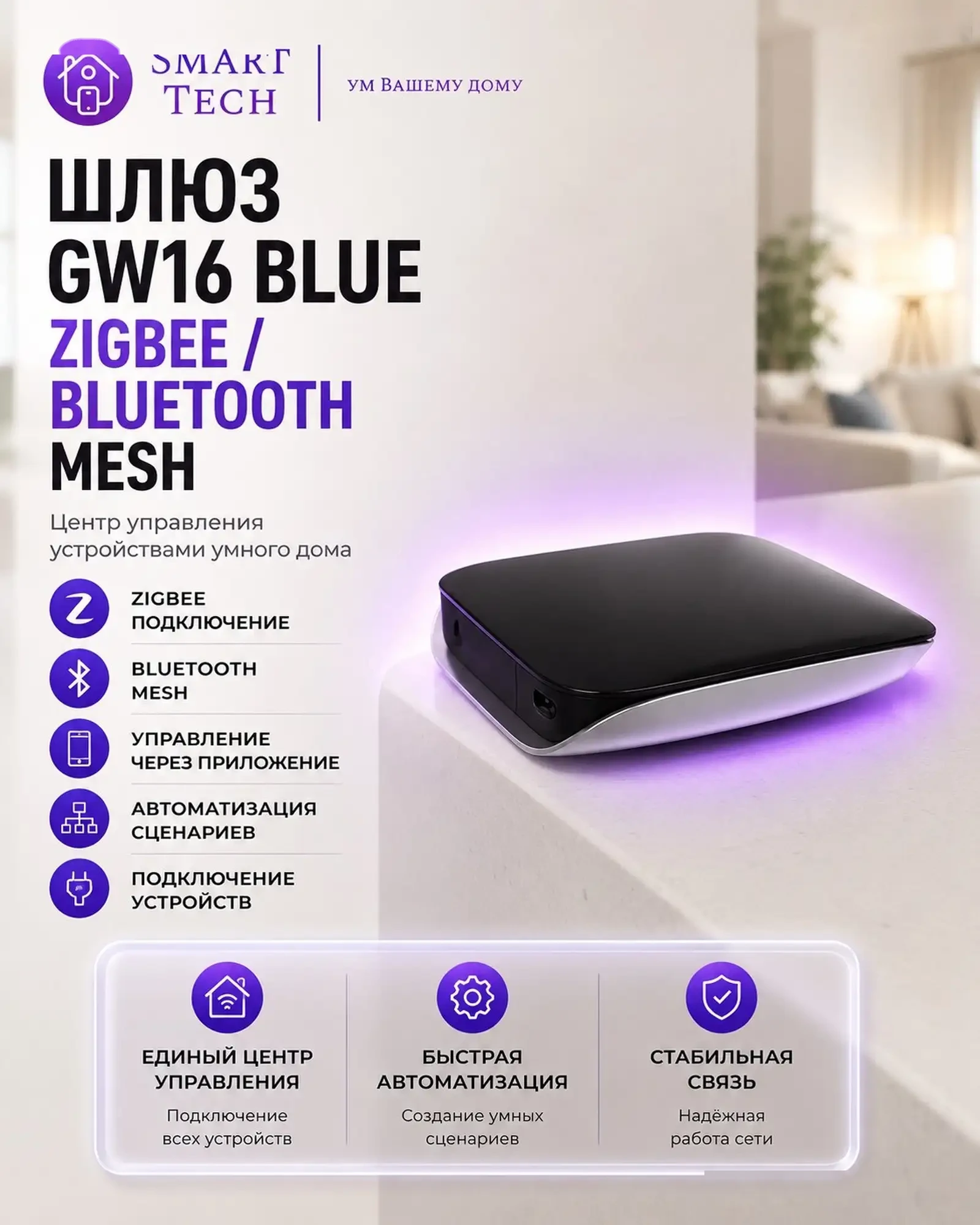 Шлюз GW16-W-Blue ZigBee/Bluetooth Mesh