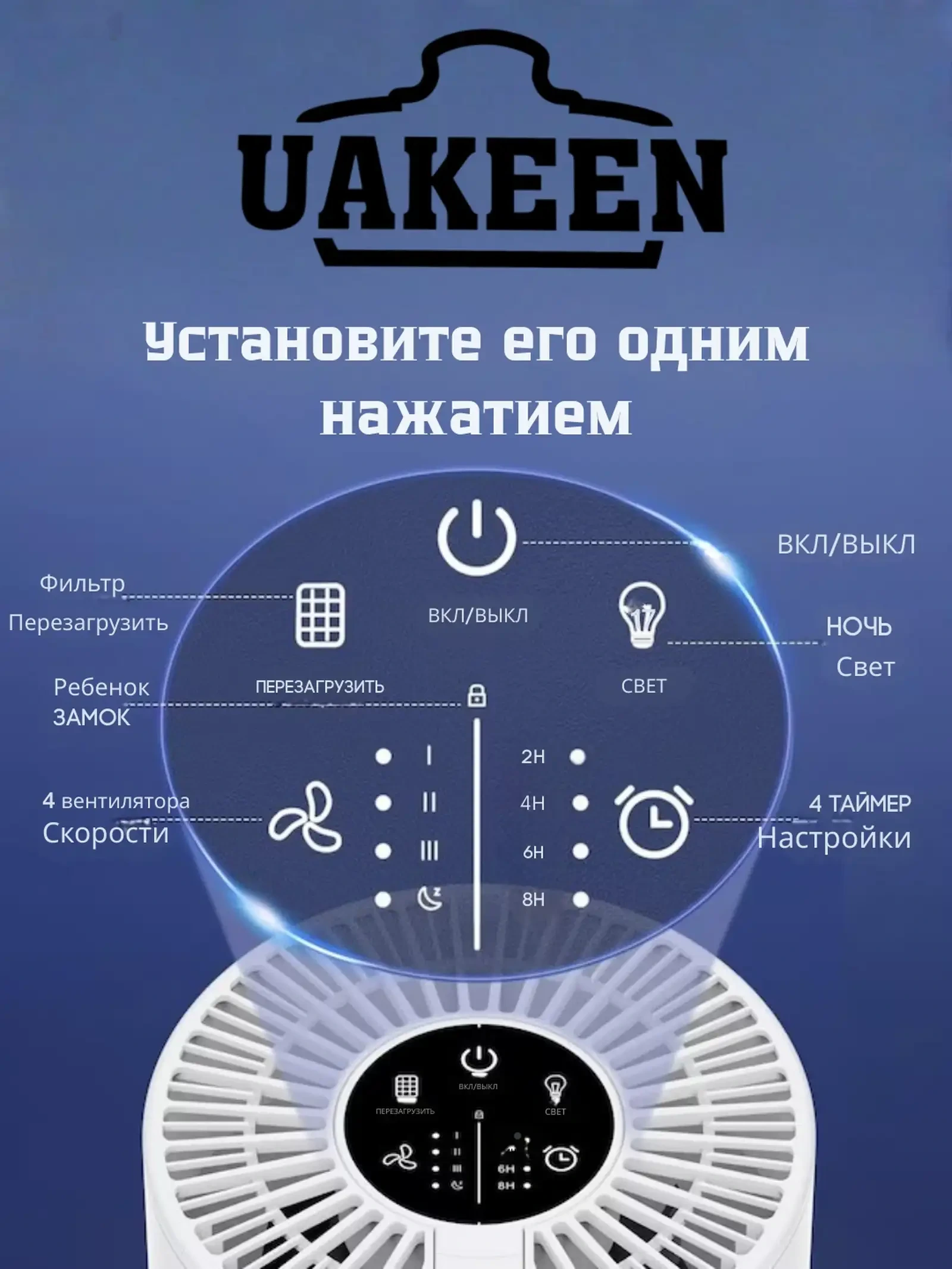 Очиститель воздуха Uakeen ZL-2707 — фото 8
