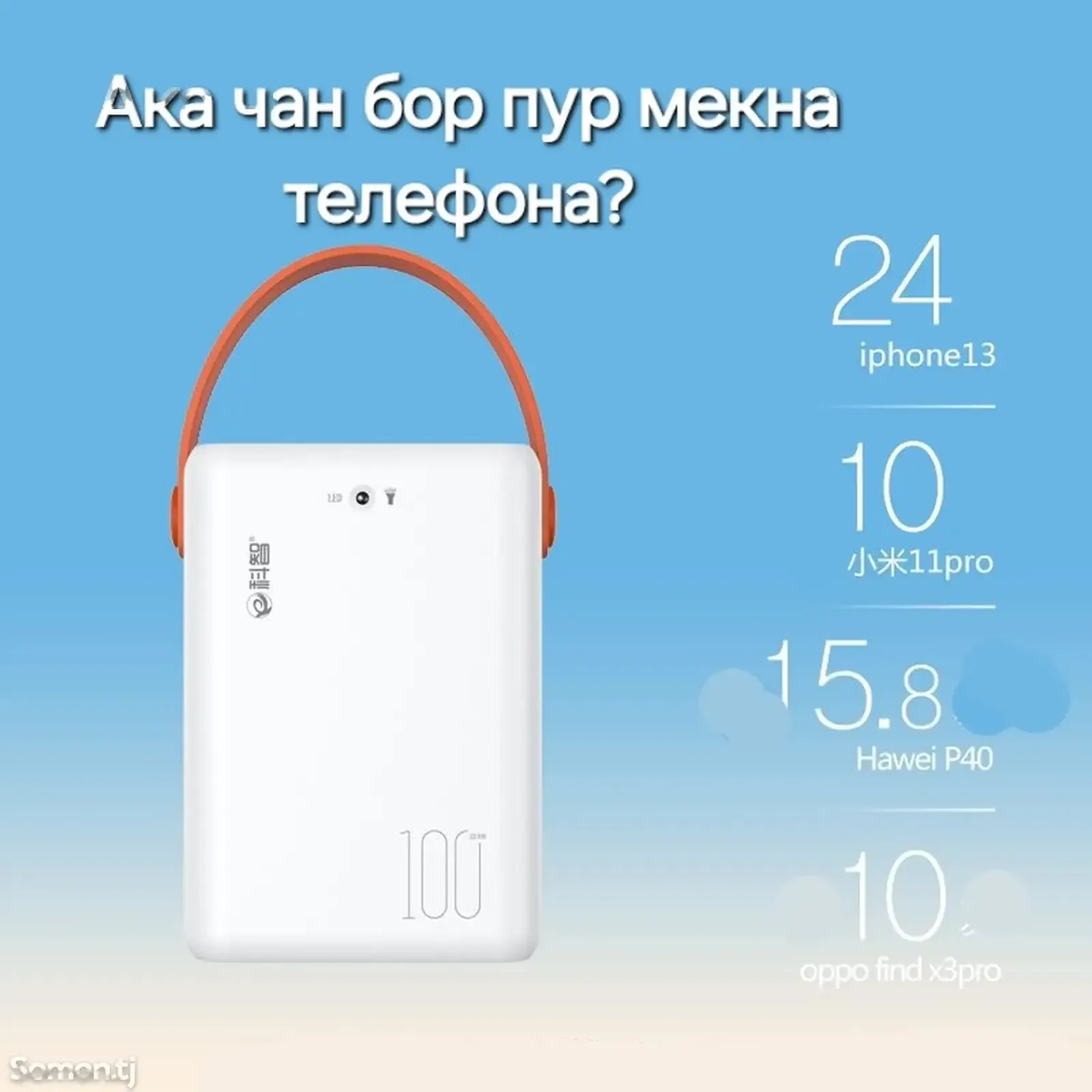 Внешний аккумулятор повербанк 100000mAh Kezhi