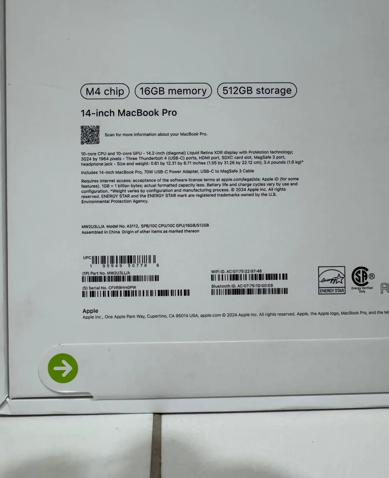 Ноутбук MacBook Pro 14 M4 16 512
