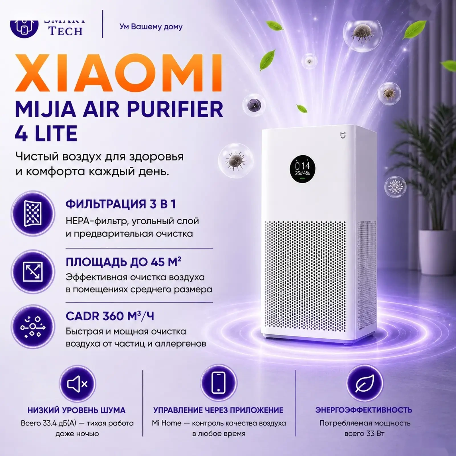 Очиститель воздуха Mijia Mi Smart Air Purifier 4 Lite
