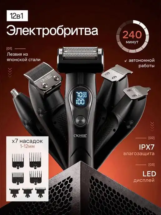 Триммери касбии Cronier CR-1642 (12 дар 1) – Набор