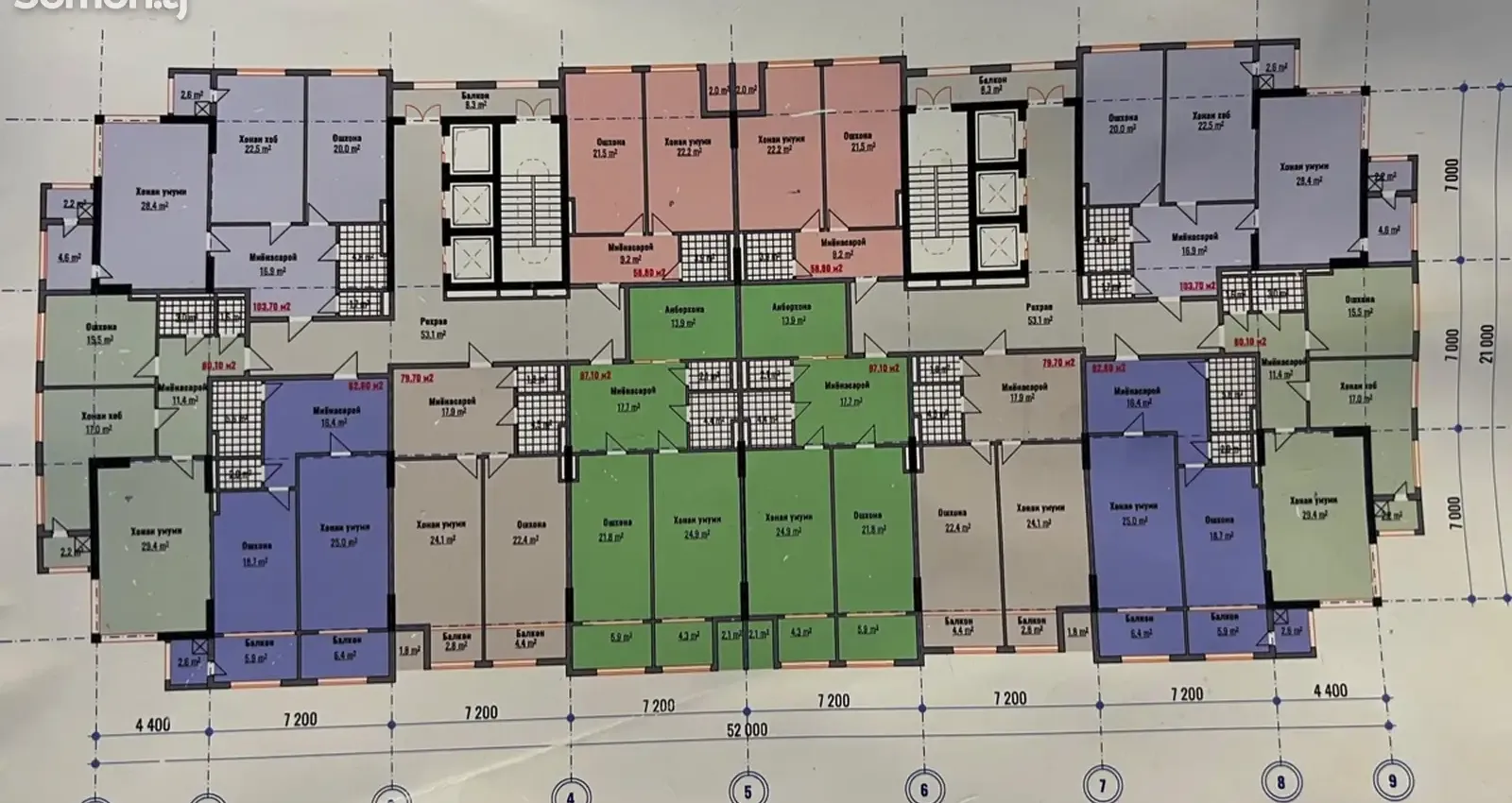 1-комн. квартира, 4 этаж, 59 м², 112мкр ; пушти Пайкар