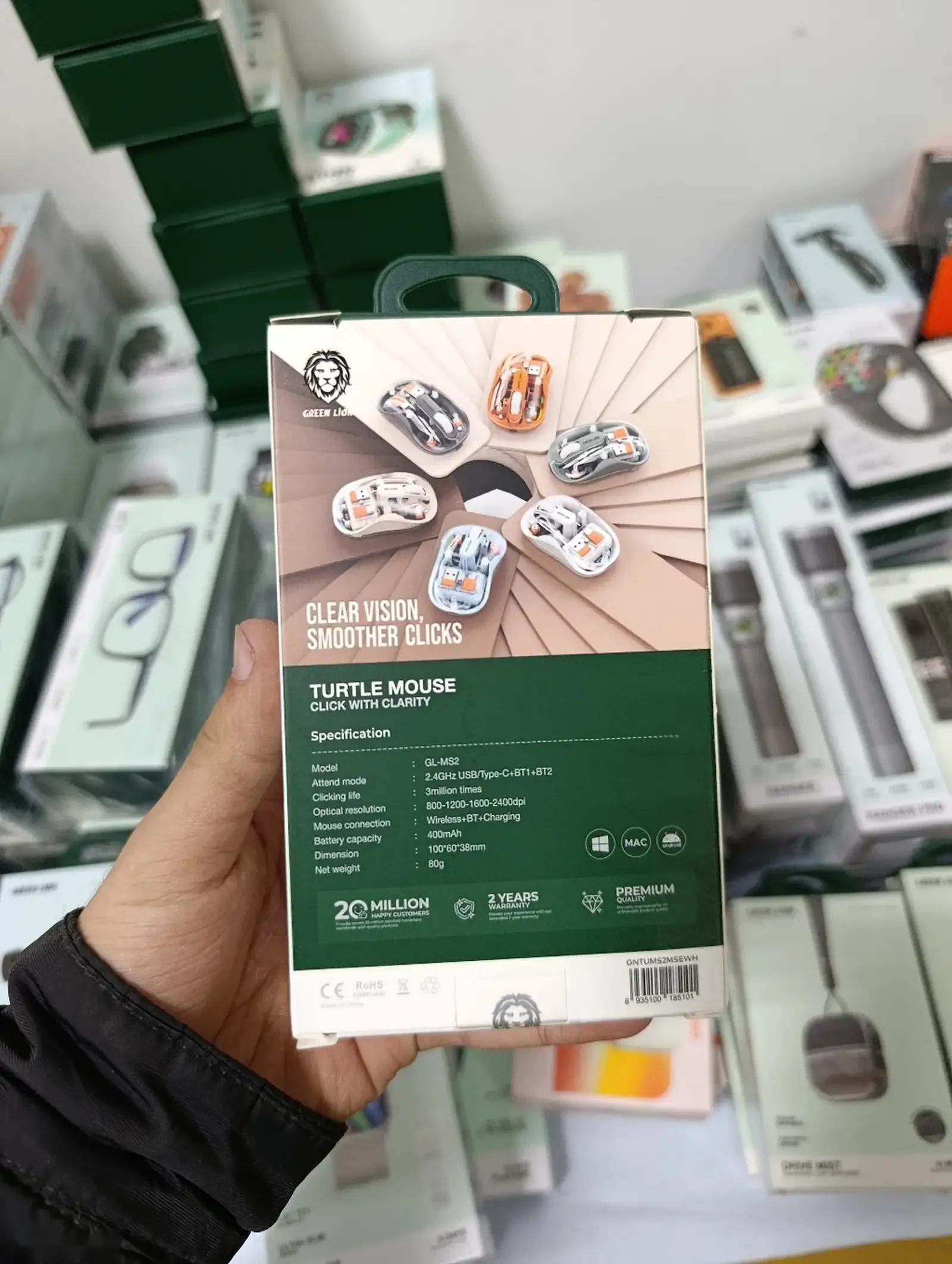 Мышь Green Lion Wireless Turtle Mouse 2400DPI, белый — фото 3