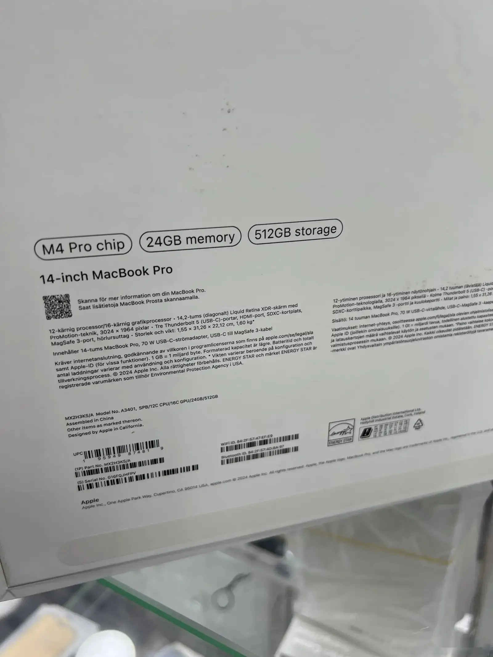 Ноутбук Apple macbook pro m4 24/512gb