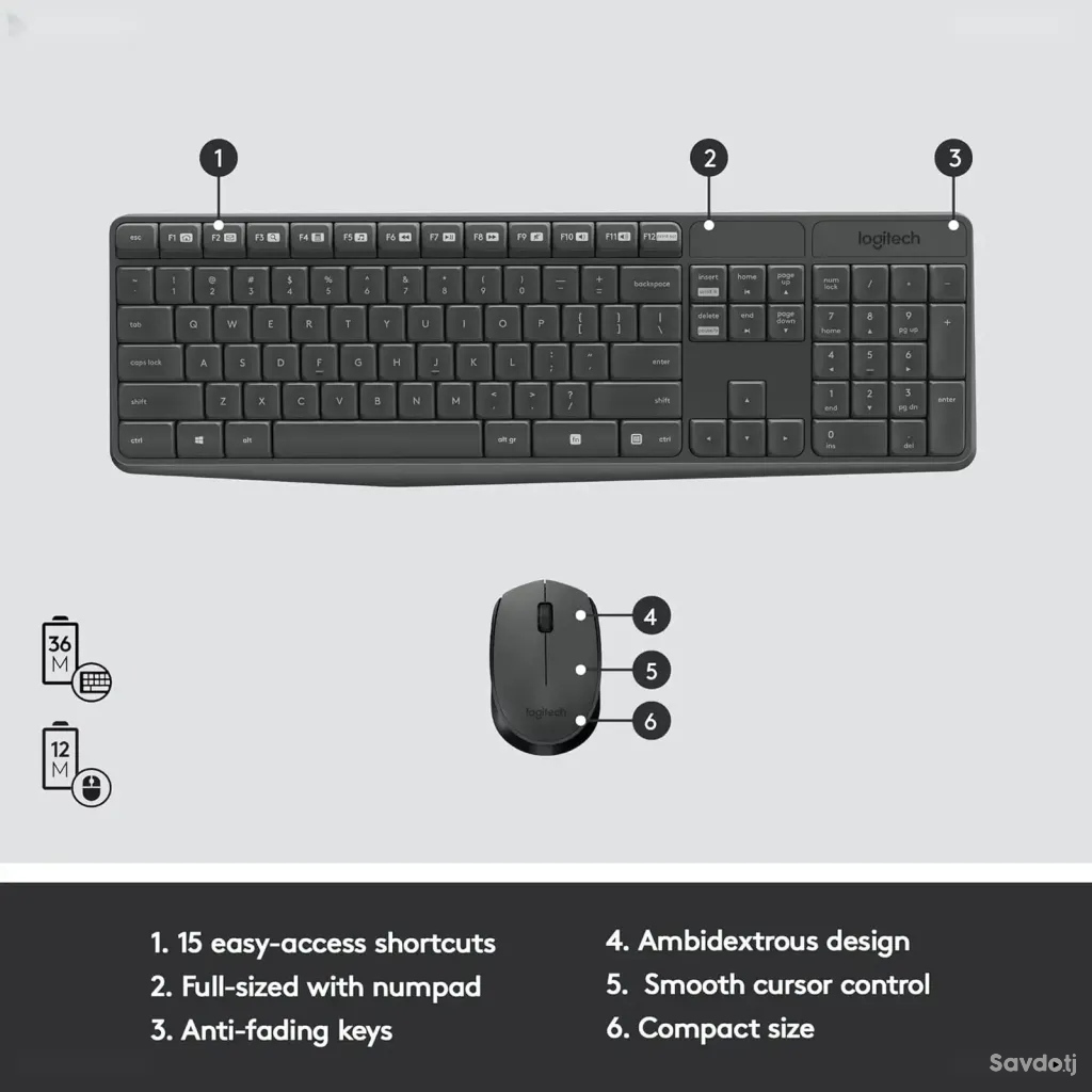 Комплект Logitech MK235 беспроводная клавиатура и мышь Black