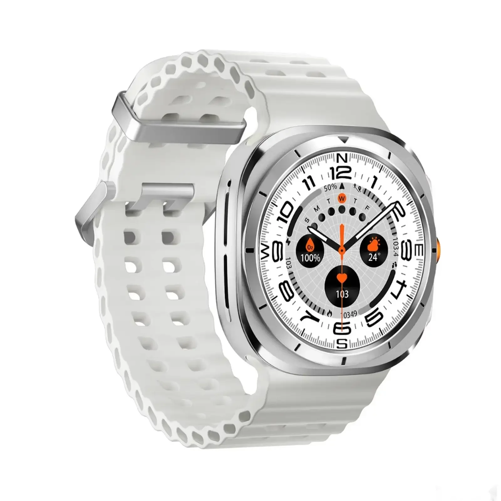 Умные часы Porodo Amoled 1 43 Smart Watch Silver Dial with 34mm White Ocean Ban — фото 2