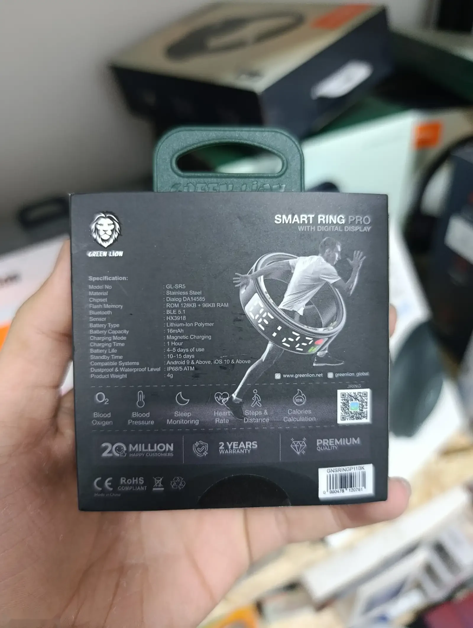 Умное кольцо Green Lion Smart Ring Pro With Digital Display 11, черный — фото 3