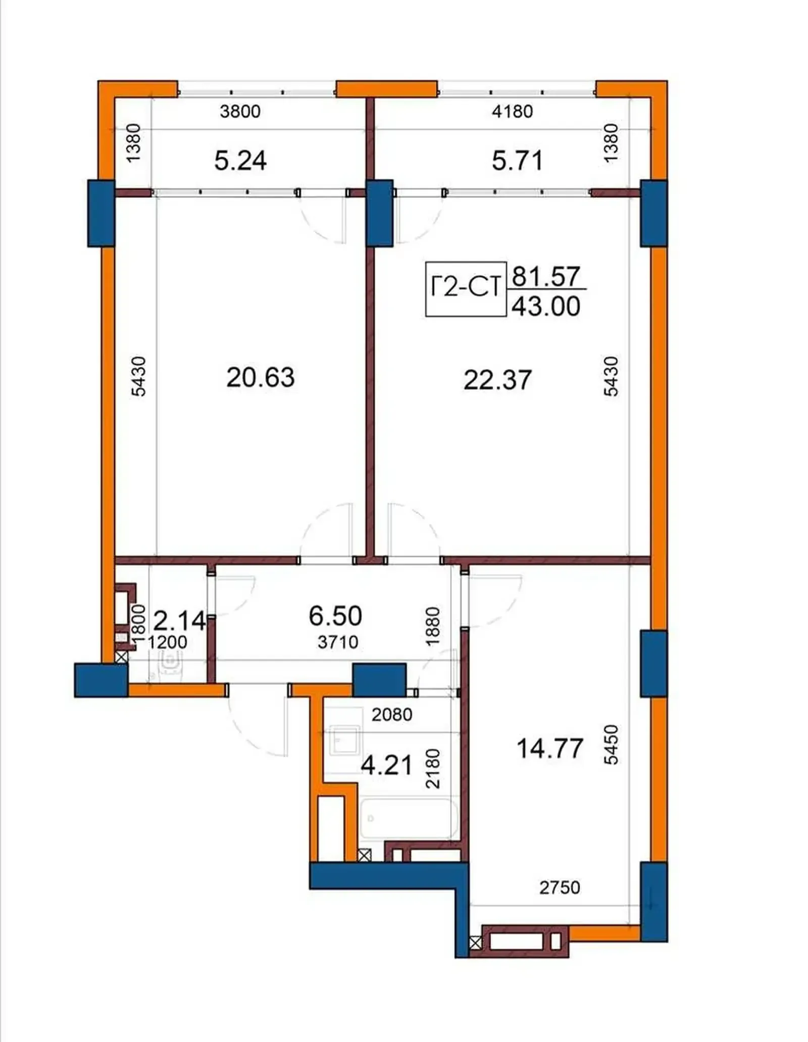 1-комн. квартира, 10 этаж, 81 м², И Сомонӣ