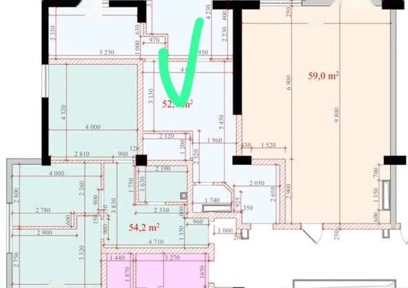 1-комн. квартира, 18 этаж, 52 м², Шохмансур