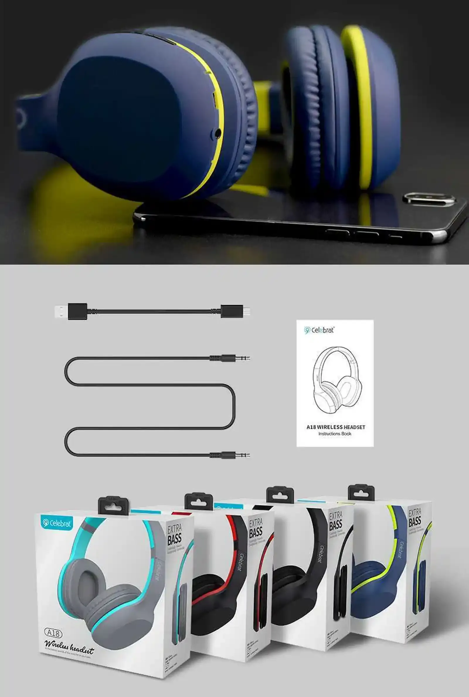 Наушники Celebrat A18 Blue