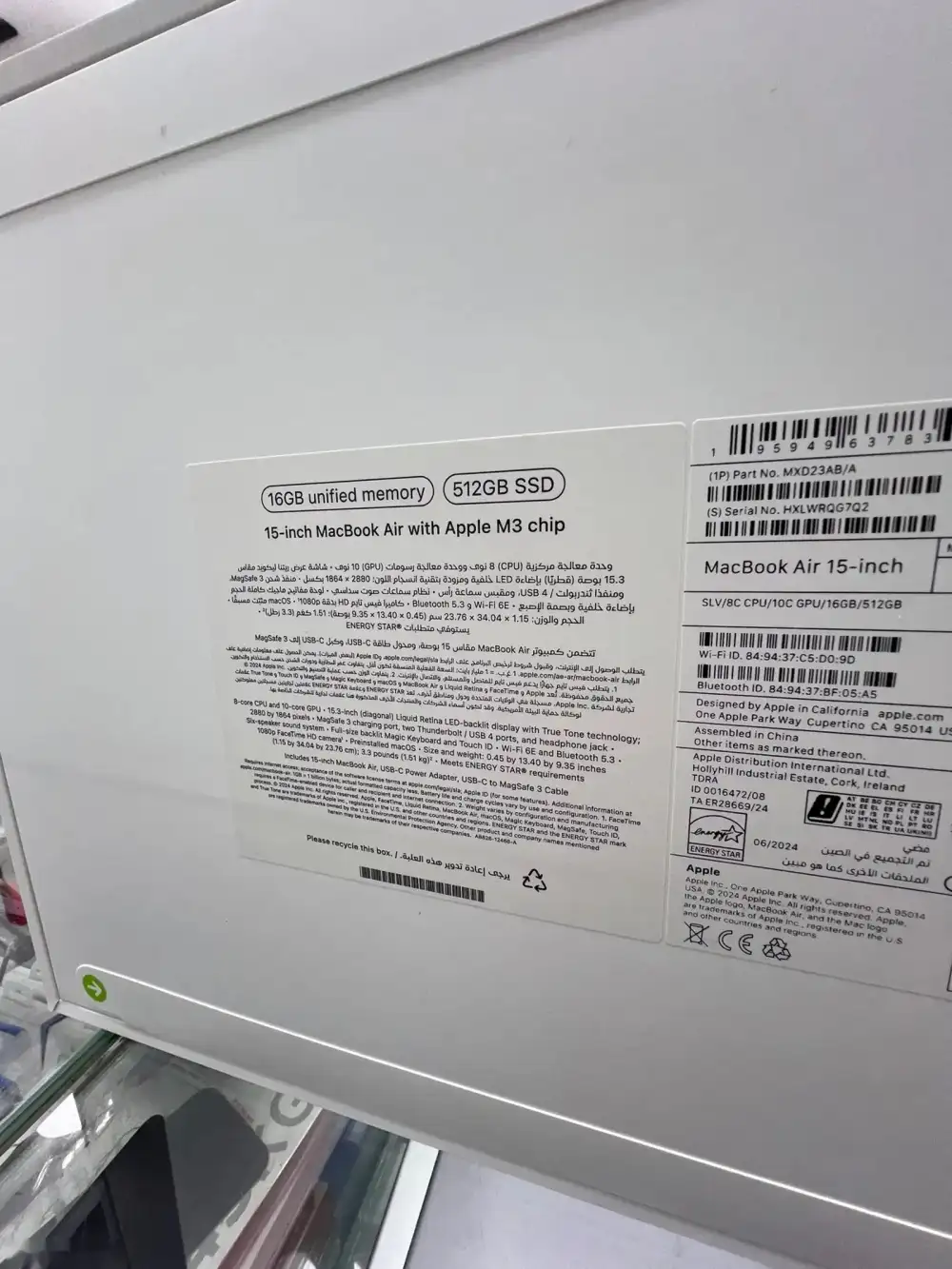 Ноутбук Apple macbook air m3 512 15 inch
