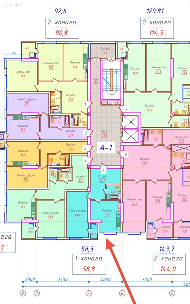 1-комн. квартира, 15 этаж, 59 м², Опера Балет, Центр, Район Шохмансур