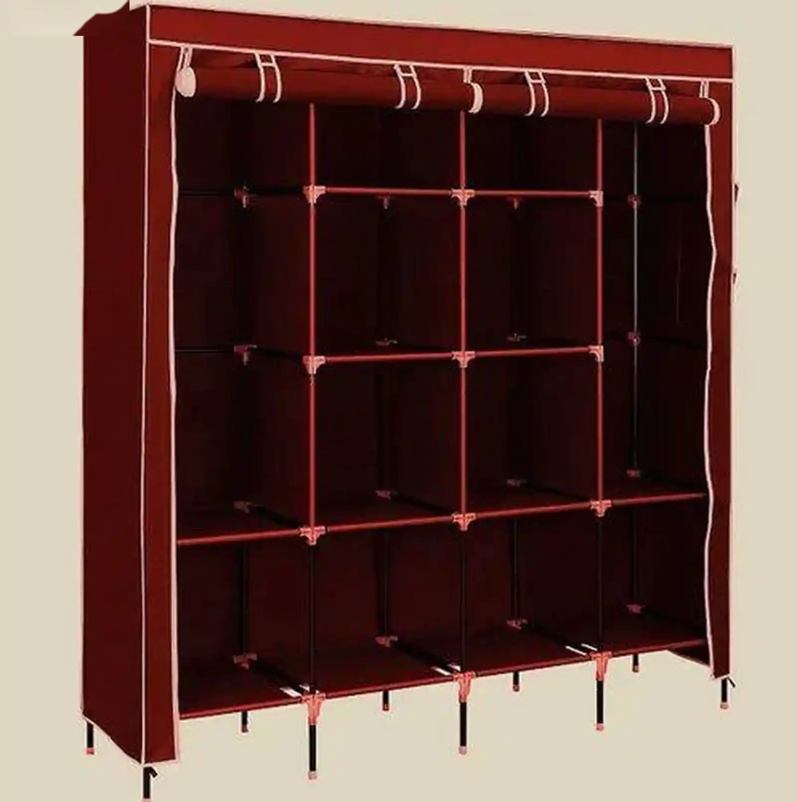 Складной шкаф Каркасный Тканевый Storage Wardrobe для одежды, бордовый