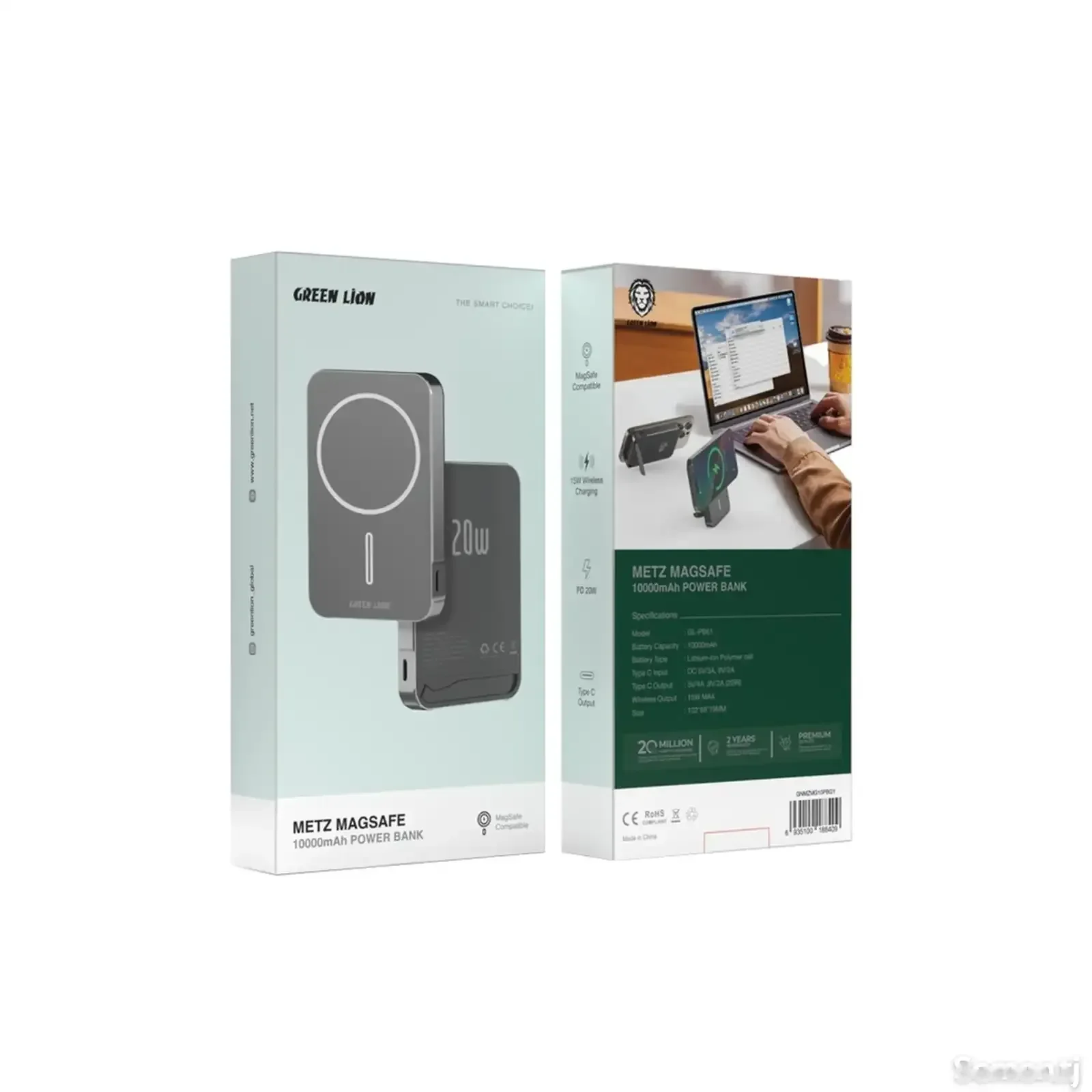 Внешний аккумулятор Green Lion METZ MagSafe 10000mAh серый