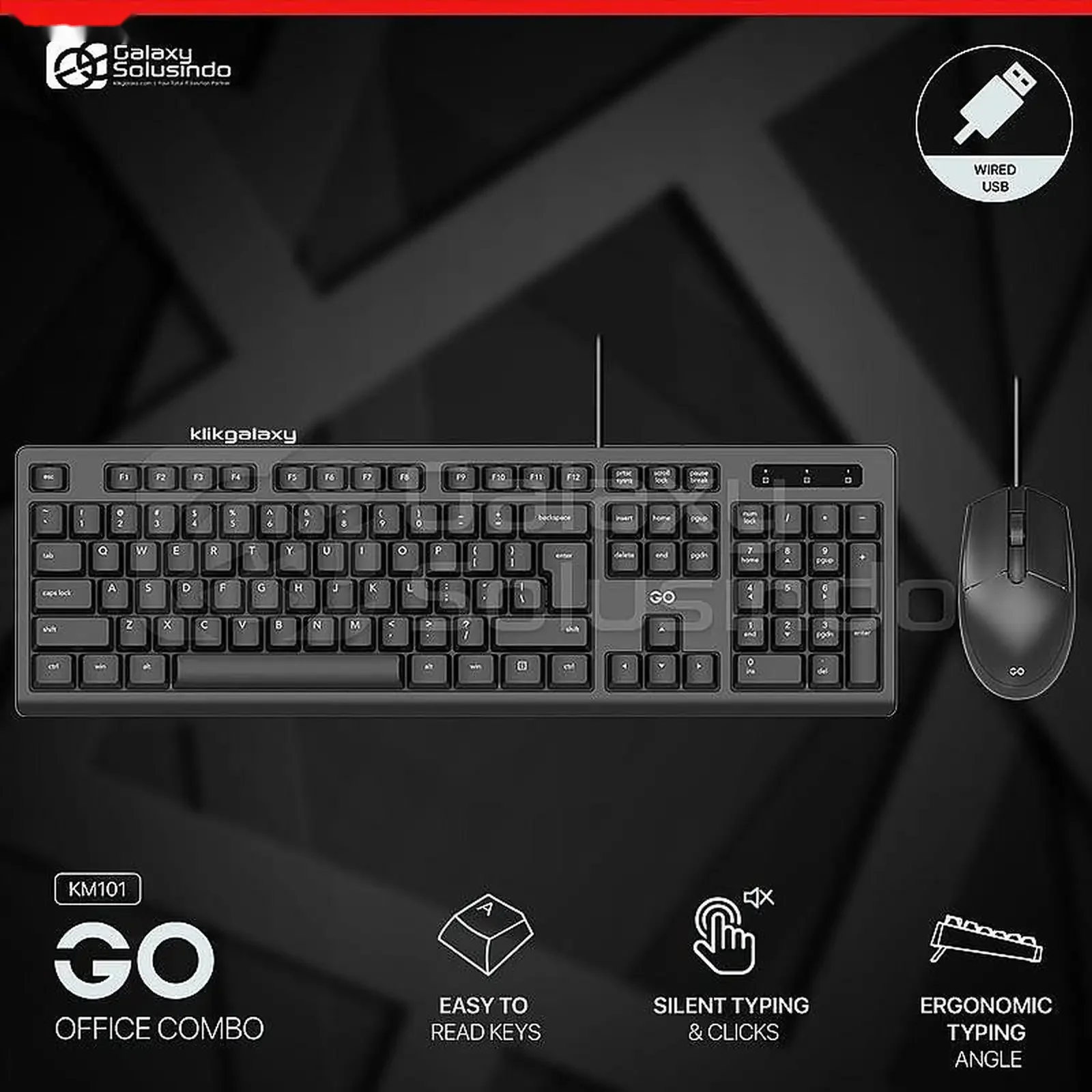 Проводная мышь и клавиатура Fantech KM101 GO Office Combo — фото 2