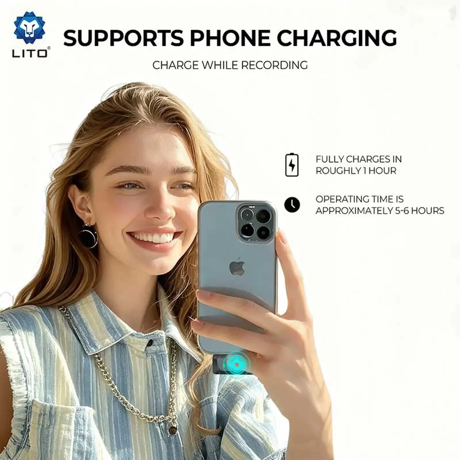 Беспроводной петличный Микрафон LITO LM04 С Функцией Шумоподавления — фото 2