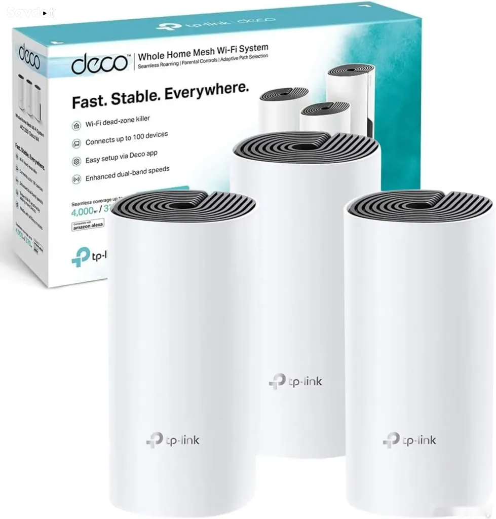 Роутер Mesh Wi-Fi система TP-Link Deco M4 AC1200 3-Pack, до 370 м2