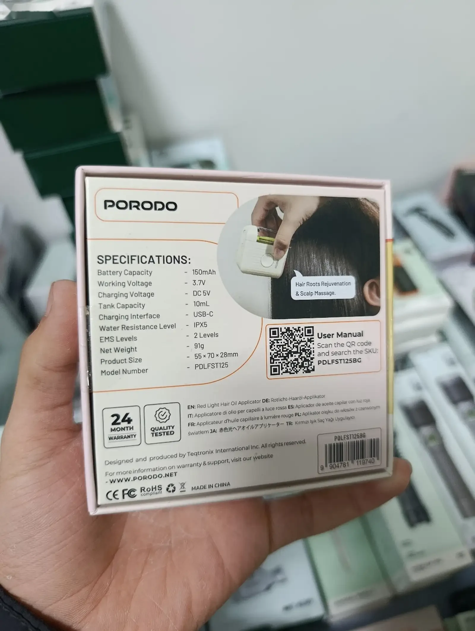 EMS массажёр с аппликатором для волос и красным светом Porodo Lifestyle EMS & Re — фото 2