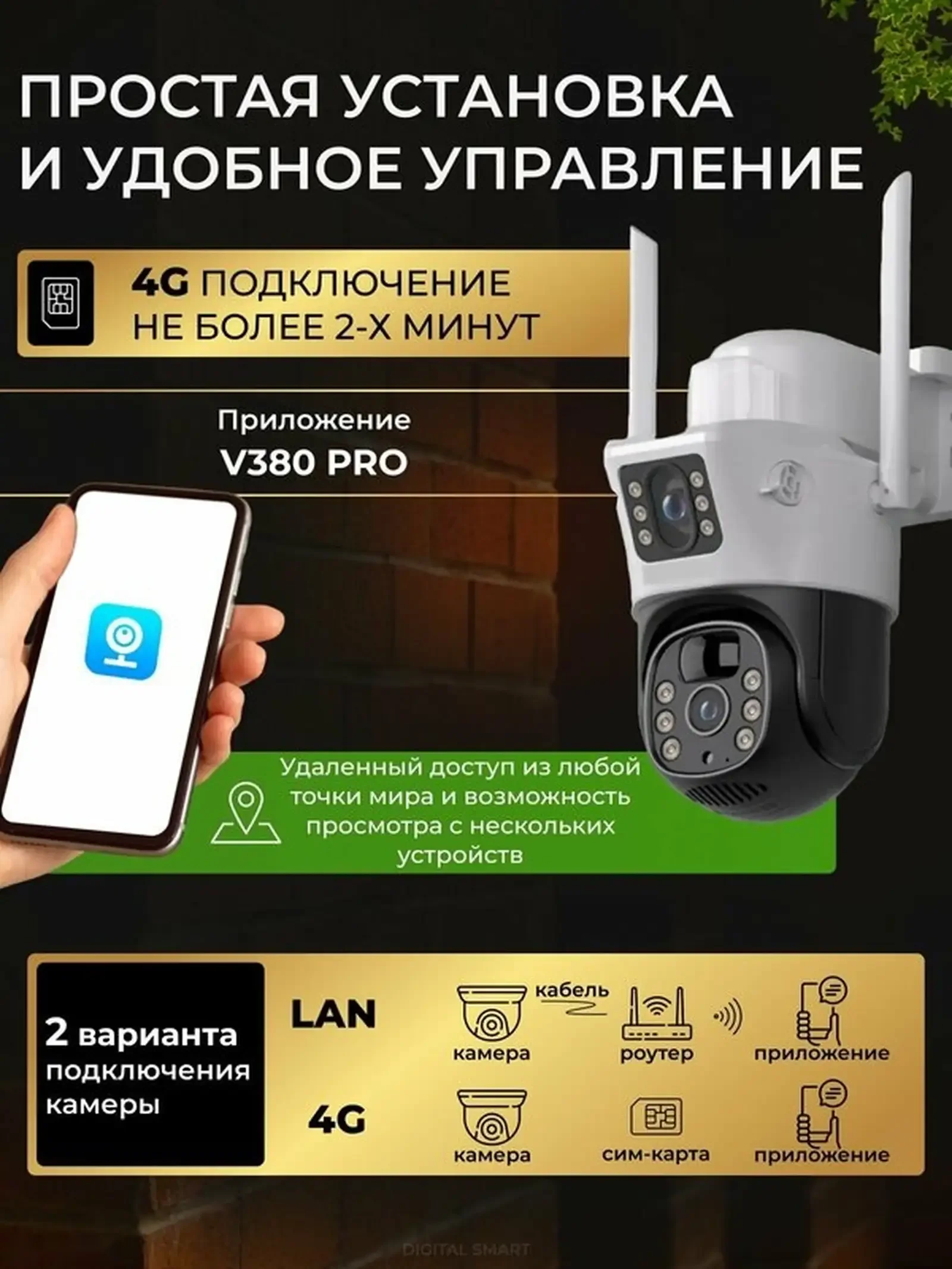 Камера видеонаблюдения уличная 4G с сим картой / IP видеокамера для дома — фото 5