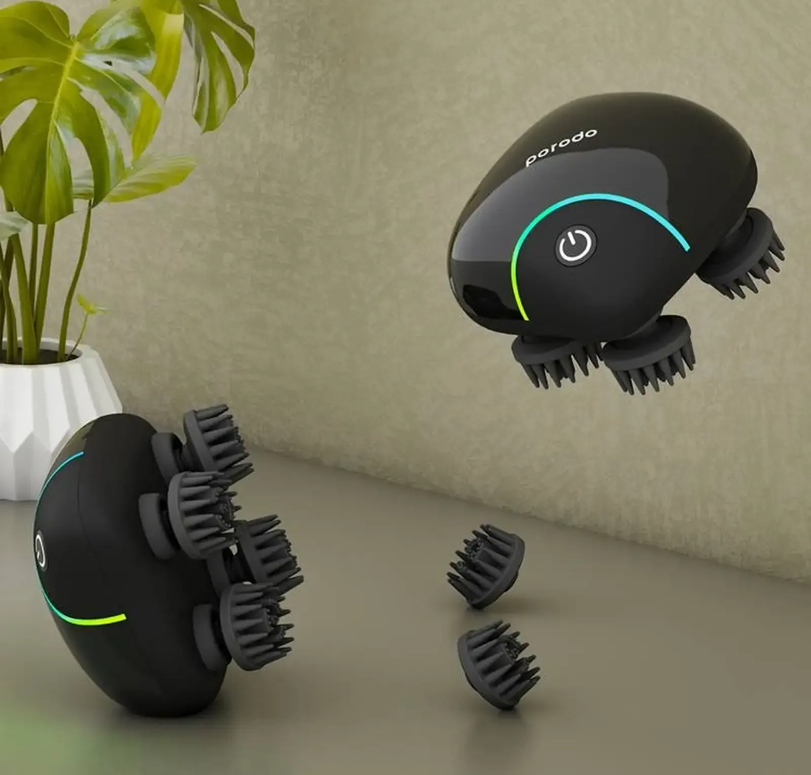 Портативный массажер для головы Porodo Lifestyle Portable Scalp Massager 1200mAh черный