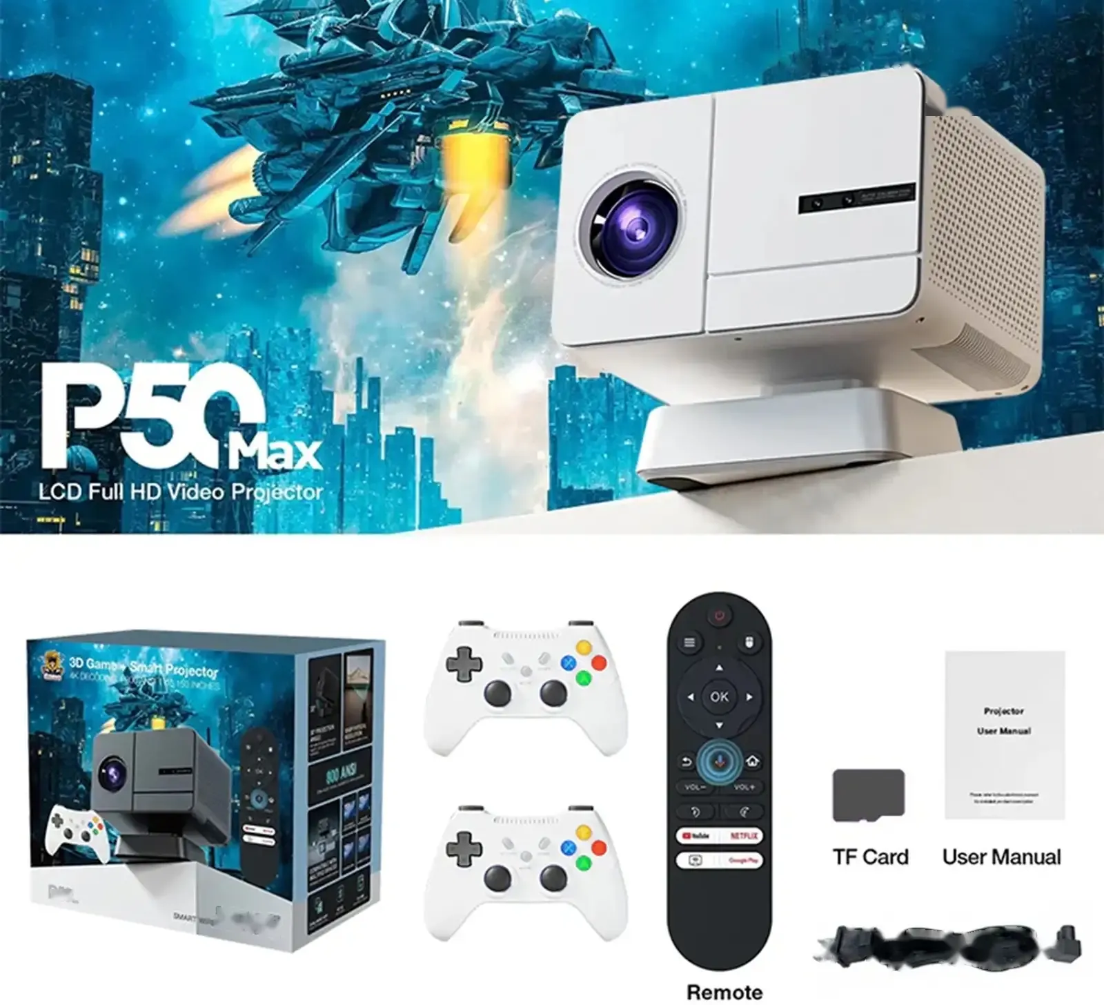 Смарт проектор и игровая приставка smart projector p50 max