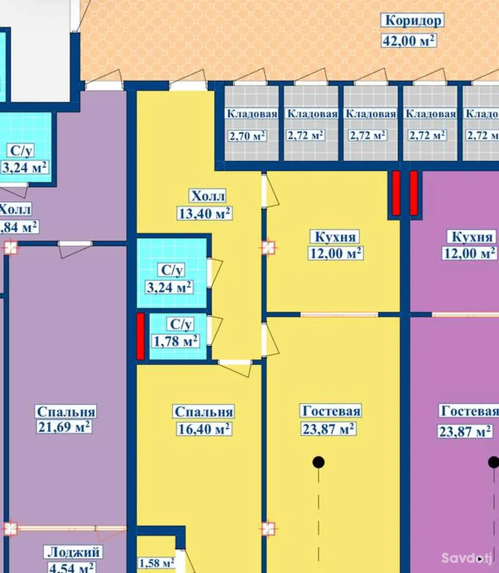 2-комн. квартира, 14 этаж, 72 м², И. Сомони
