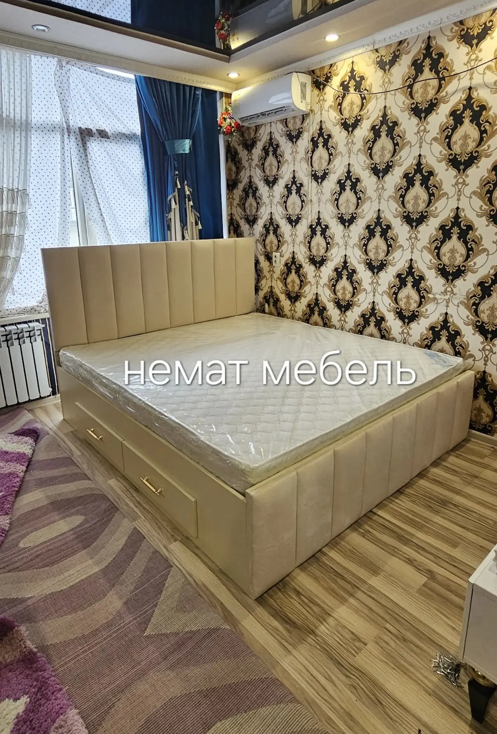 Двуспальная кровать медицинский матрас