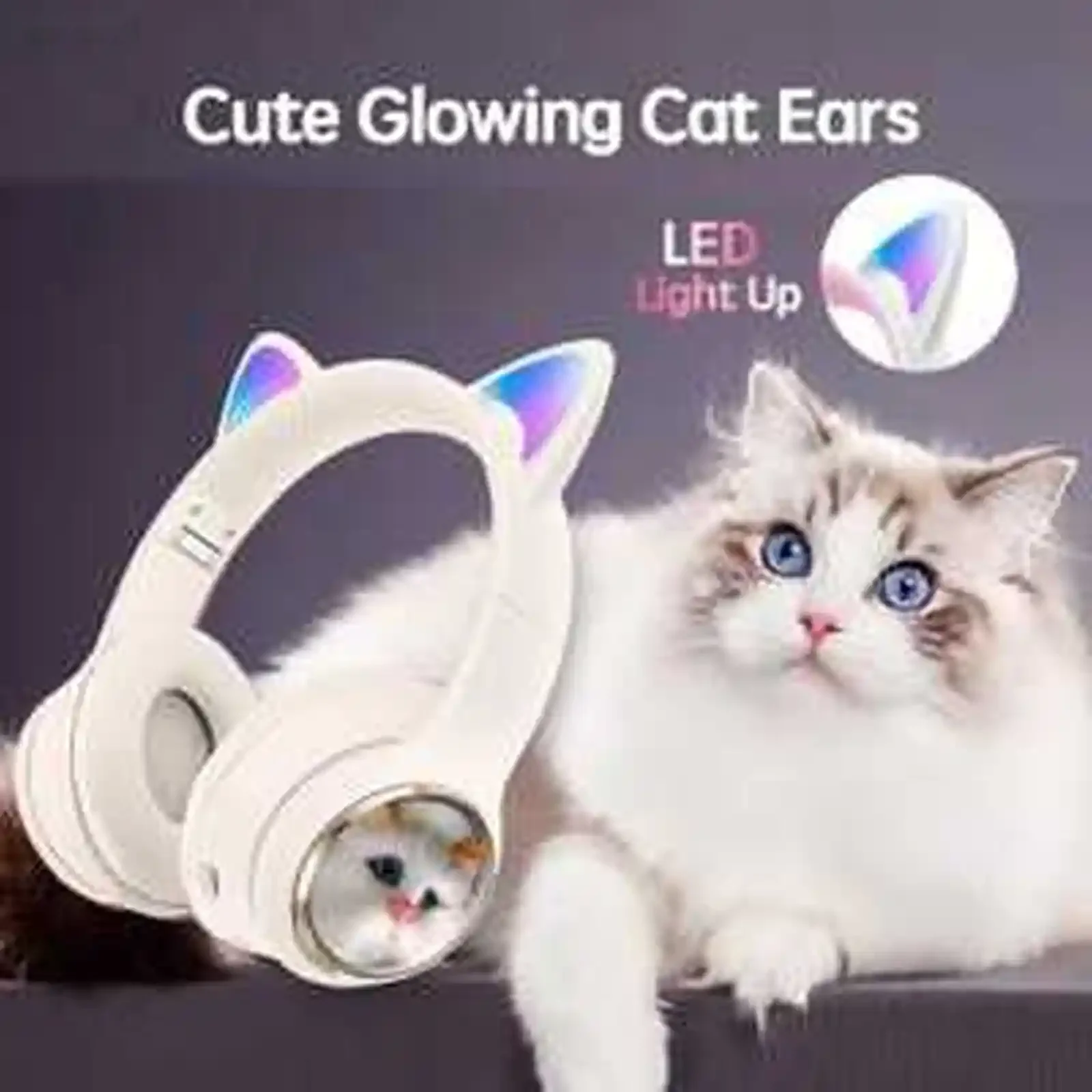 Беспроводные наушники Кошачьи Ушки LED AKZ 09 — фото 3