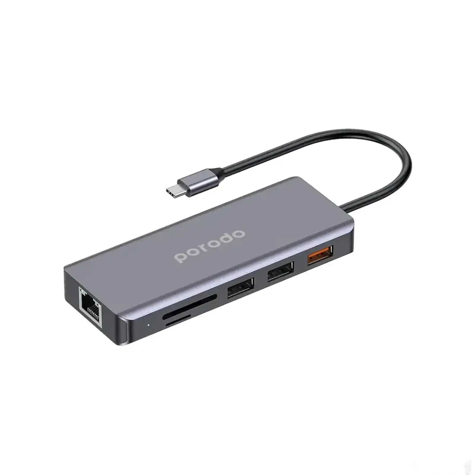 Портативный хаб Porodo 9in1 USB-C Hub Type-C PD 100W HDMI Ethernet USB SD Card 3 — фото 2
