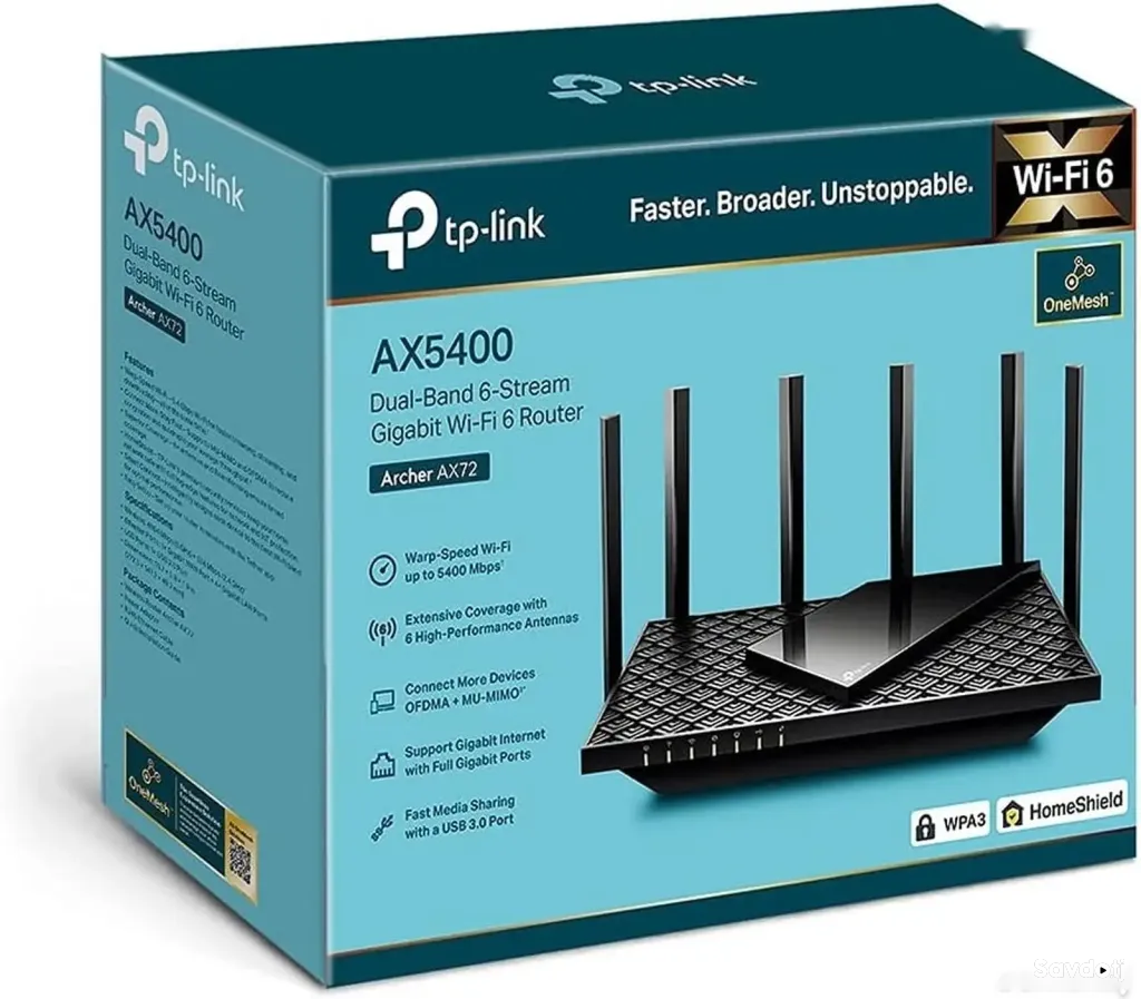 Wi-Fi роутер TP-Link Archer AX72 AX5400 Wi-Fi 6 Gigabit Dual-Band