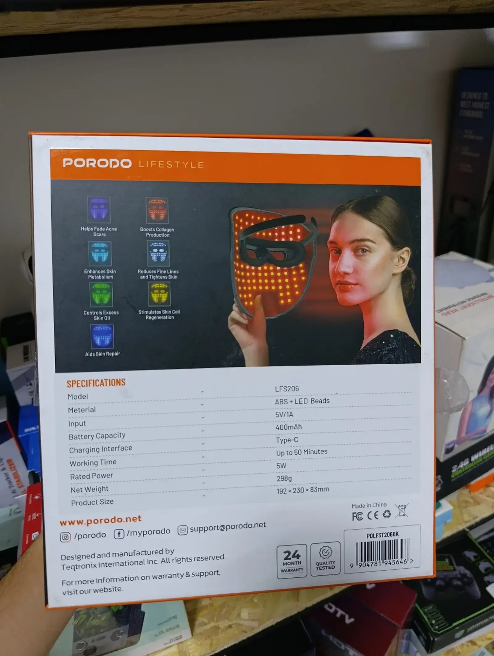 Маска для лица с терапевтическим светом Porodo face Mask 400mAH — фото 2