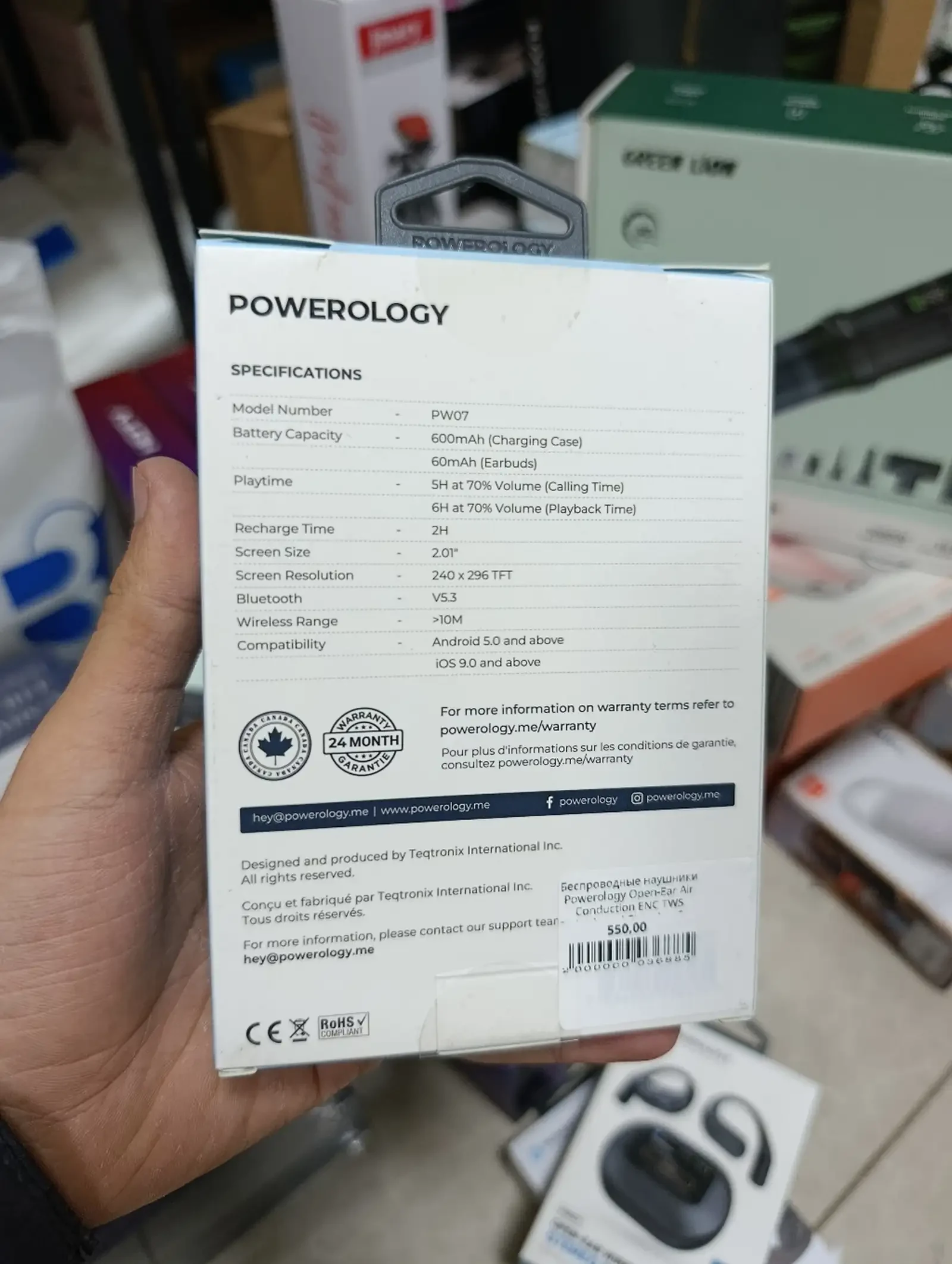 Беспроводные наушники Powerology Open-Ear Air Conduction ENC TWS — фото 3
