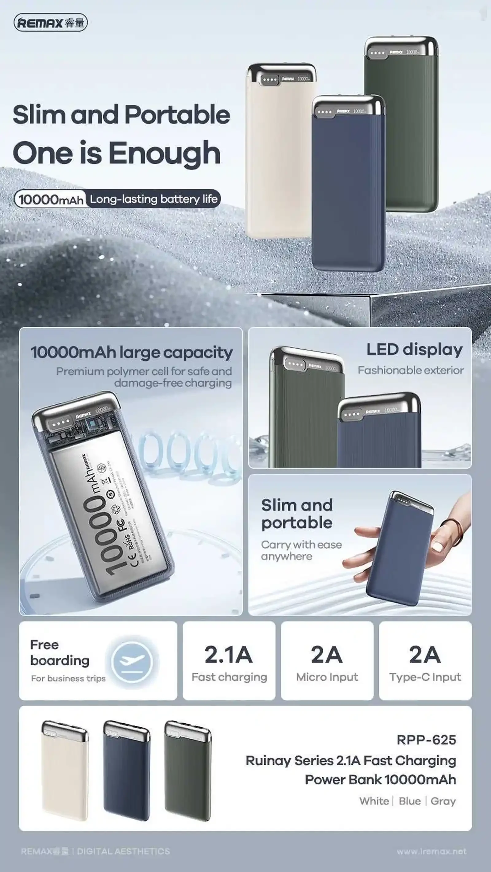 Внешний аккумулятор Remax Rpp-625 - 10000 mah — фото 3