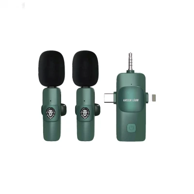 3 в 1 микрофон Green Lion 3 IN 1 Microphone Type-C / Lightning / Aux зеленый — миниатюра 2