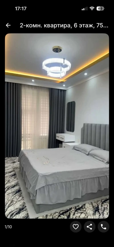 3-комн. квартира, 6 этаж, 75м², Сомони