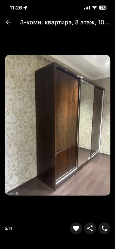 3-комн. квартира, 8 этаж, 100м², Сомони — миниатюра 7