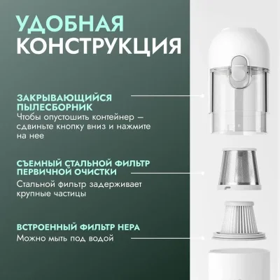 Ручной портативный пылесос Xiaomi Mijia Handheld Portable Vacuum Cleaner