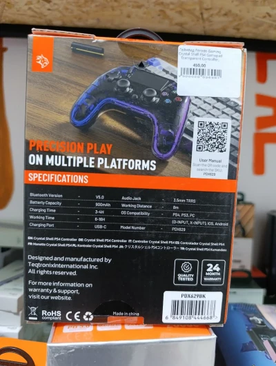 Геймпад Porodo Gaming Crystal Shell PS4 Gamepad Transparent Controller, черный — миниатюра 2