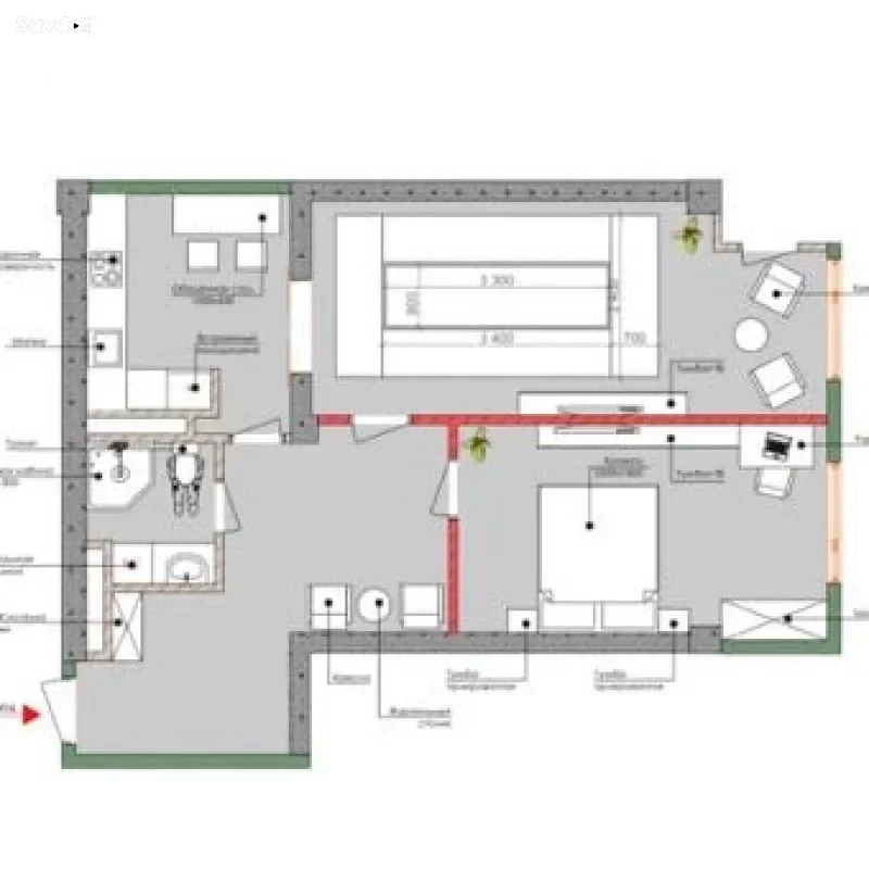 2-к квартира, 12 этаж, 72 м², Караболо