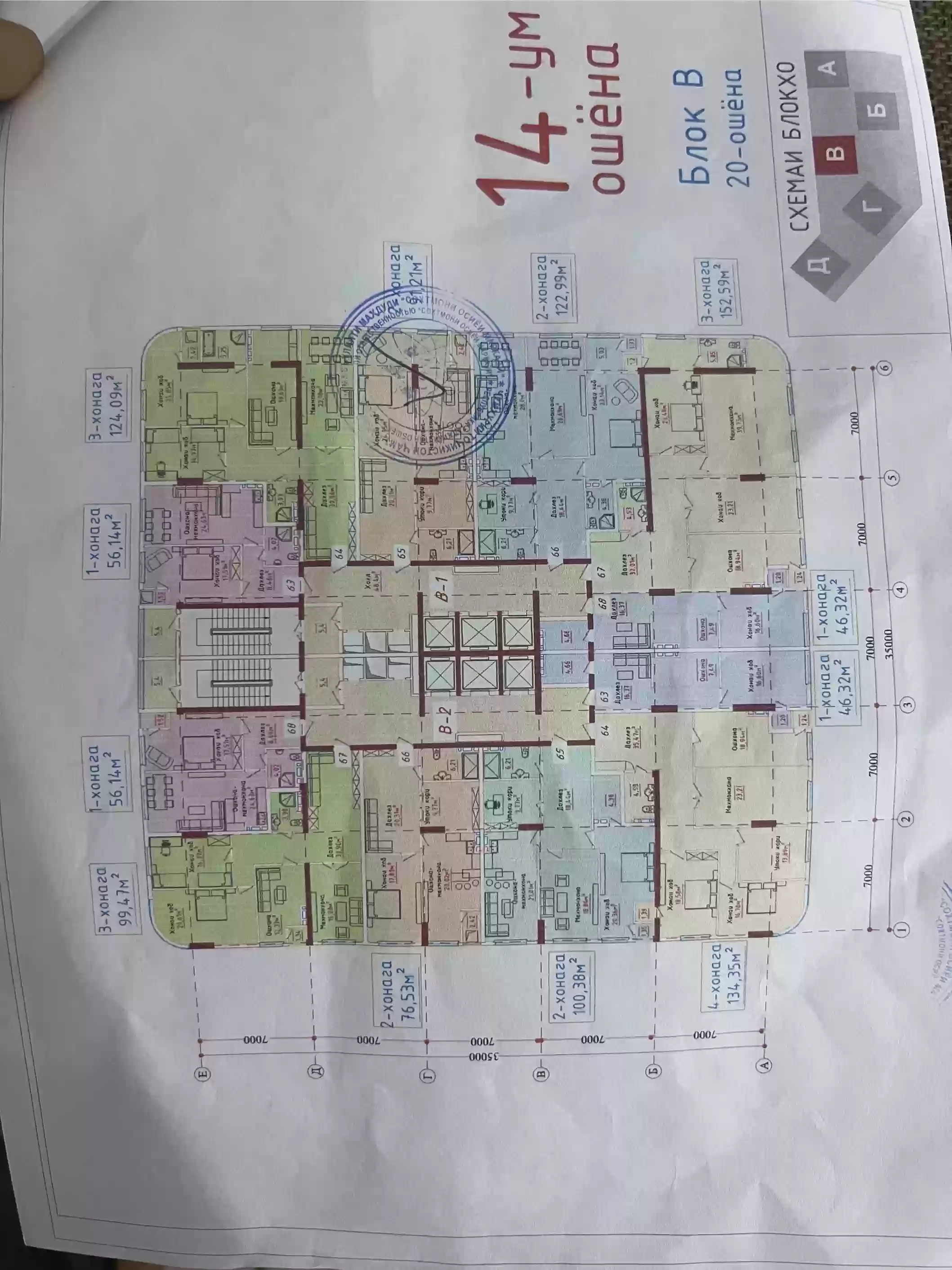2-к квартира, 14 этаж, 92 м², 82 мкр