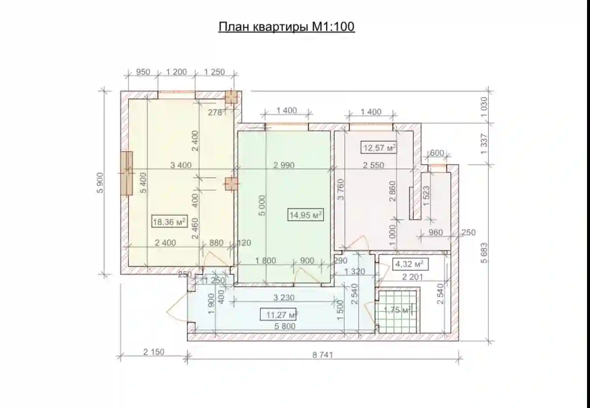 2-к квартира, 5 этаж, 63 м², Вахдат