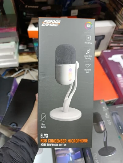Игровой микрофон Porodo Gaming Elyx USB Condenser Microphone with RGB Lights, бе