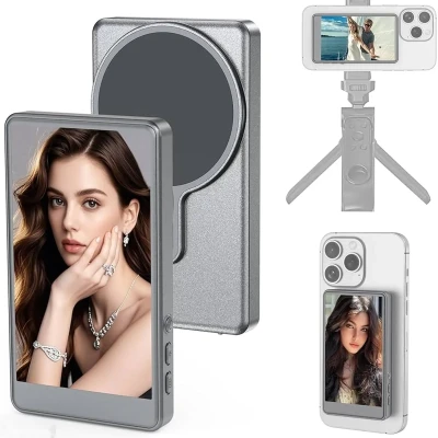 Монитор экрана телефона Magnetic Selfie Screen для iPhone 1800mah черный