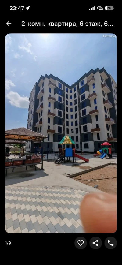 2-комн. квартира, 6 этаж, 60м², сино