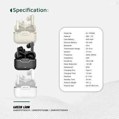 Беспроводные наушники Green Lion River Plus True Wireless Earbuds черный — миниатюра 2