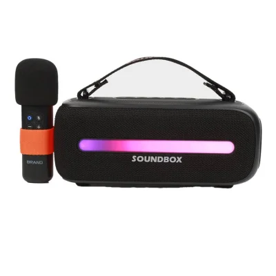 Портативная колонка Porodo Soundtec 14W Speaker with Dual Wireless Microphone черный