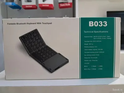 Беспроводная Bluetooth клавиатура складная с тачпадом В033 en/ru