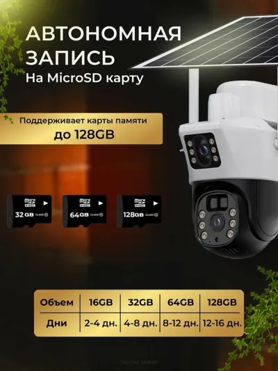 Камера видеонаблюдения уличная 4G с сим картой / IP видеокамера для дома — миниатюра 7