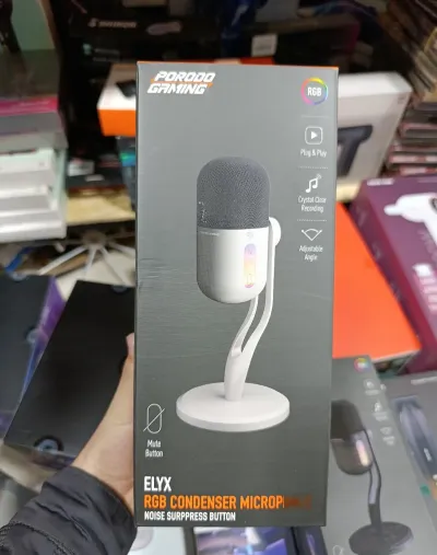 Игровой микрофон Porodo Gaming Elyx USB Condenser Microphone with RGB Lights, бе